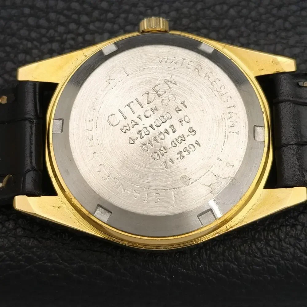 Vintage 1980 Citizen Automatic Mens Gold Watch W/daydate & Blue accents